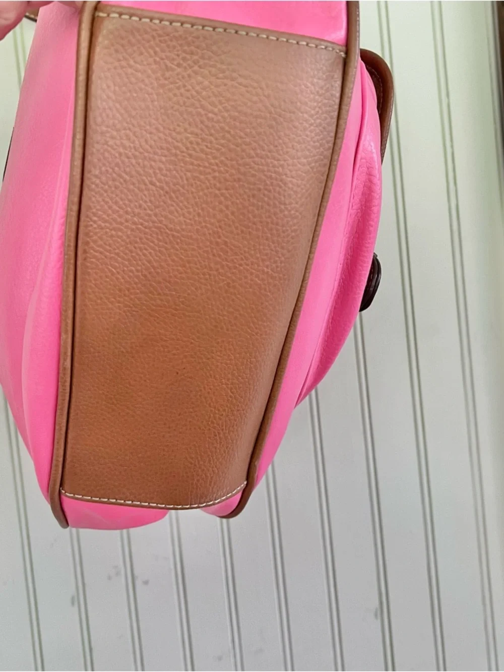 Caribbean Joe Pebbled Leather Pink Hobo Shoulder Bag Two Tone Y2K